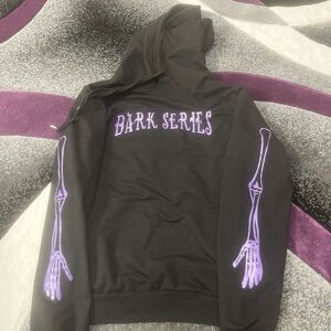 ROMWE Black Hoodie with Purple Arm Design